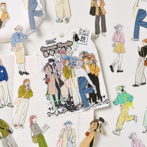 Cute Cartoon Girl PET Waterproof Stickers For Scrapbooking Journal Planner DIY Decoration Aesthetic Stationery Accessories