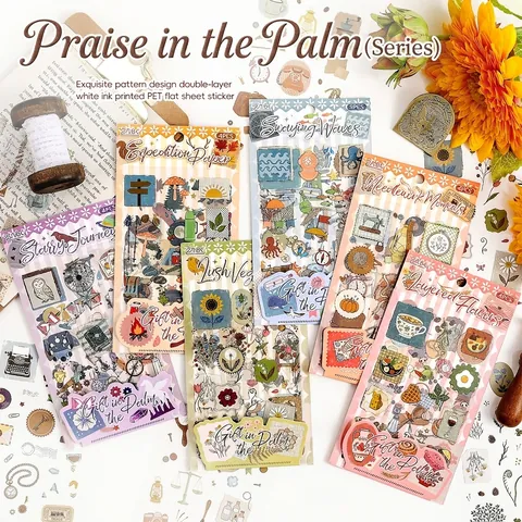Vintage PET Waterproof Stickers Pack For Journaling Scrapbooking Aesthetic Printed Botanical Celestial DIY Craft Decor