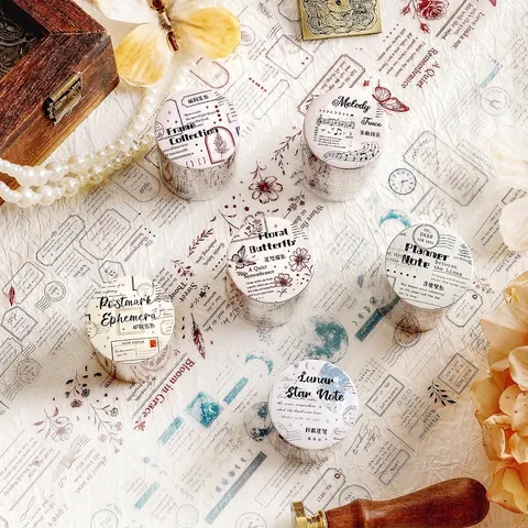 Vintage PET Washi Tape For Scrapbooking Journaling Shakespeare Sonnet Butterfly Floral Patterns Waterproof Decorative Tape DIY Crafts