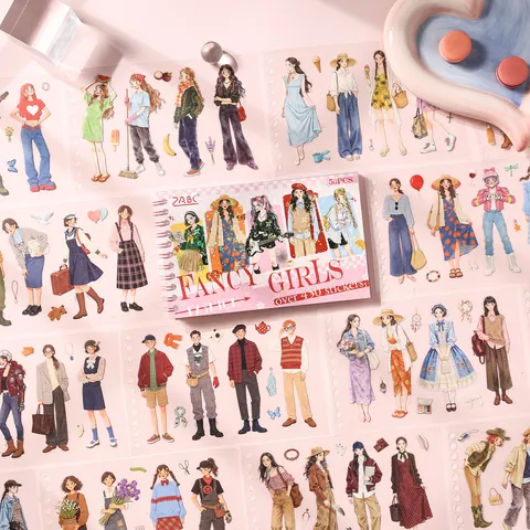 PET Character Journal Stickers Book Fashion Figure Illustrations Waterproof Decorative Stationery Scrapbooking Material