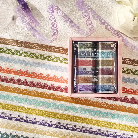 Vintage Style Lace Decorative Tape Set Hollowed Out Floral Stickers For DIY Scrapbooking Journaling Craft Supplies Accessories