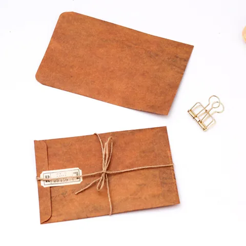 Vintage Zakka Kraft Paper Envelope Distressed Brown Old Fashioned Style Pouch Postcard Storage Bag For Stationery Office Supplies