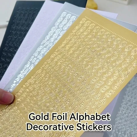 Wasserdichte PVC-Bronzier-Gold-Silber-Alphabet-Nummer-Aufkleber Retro-Schrift-Buchstaben-Dekorations-Aufkleber für Handbuch-DIY-Guka-Material
