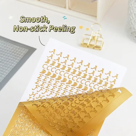 Wasserdichte PVC-Bronzier-Gold-Silber-Alphabet-Nummer-Aufkleber Retro-Schrift-Buchstaben-Dekorations-Aufkleber für Handbuch-DIY-Guka-Material