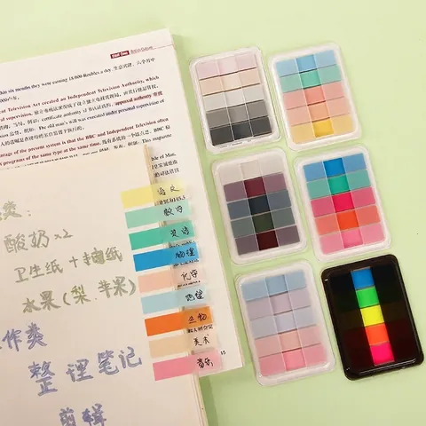 Macaron Morandi Transparent PET Sticky Notes Index Tabs Waterproof Writeable Page Markers For Annotation Office School Supplies