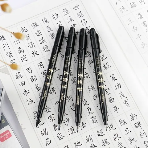 Calligraphy Brush Pen Refillable Black Pigment Ink Signature Drawing Pen Small Medium Large Ultra Fine Nib Script Marker