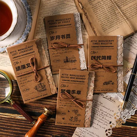 Attic Manuscript Vintage Hollow Lace Decorative Scrapbook Paper Retro Script Music Score Non Adhesive Paper For DIY Craft