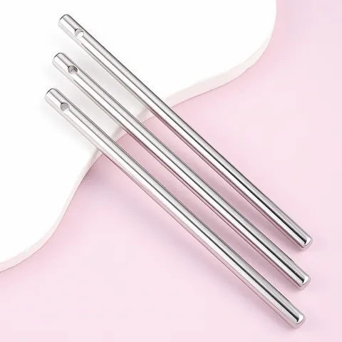 Polished Stainless Steel Cylindrical Bar Pendant DIY Jewelry Findings For Bags Clothes Hanging Single Hole Straight Rod