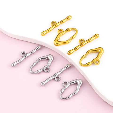 Irregular Stainless Steel Toggle Clasp Oval Lava Texture OT Buckle For DIY Pearl Necklace Bracelet Jewelry Findings Connector