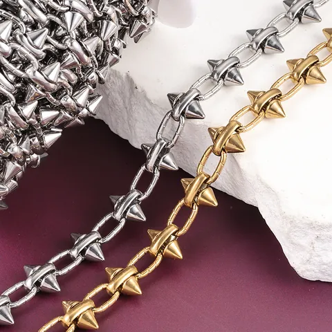 Punk Spike Rivet Stainless Steel Chain For DIY Jewelry Making Necklace Bracelet Pants Chain Accessories Handmade Joined Metal Spikes