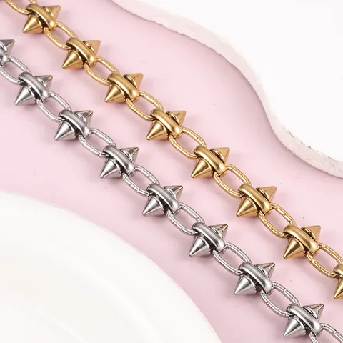 Punk Spike Rivet Stainless Steel Chain For DIY Jewelry Making Necklace Bracelet Pants Chain Accessories Handmade Joined Metal Spikes