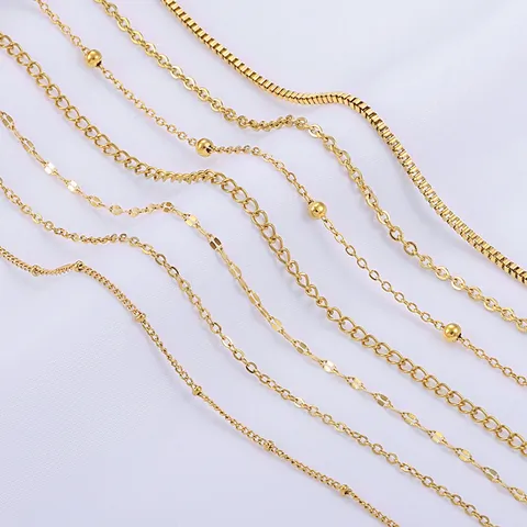 304 Stainless Steel DIY Chain For Jewelry Making Cable Box Lip Satellite Chain Link For Necklace Bracelet Electroplated