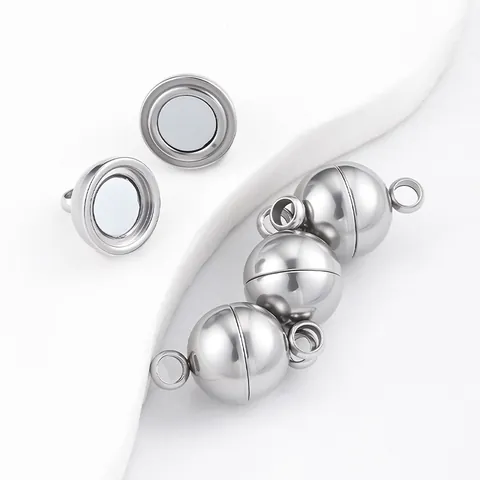 Edelstahl Rundball Magnetverschluss DIY Schmuckherstellung Für Halskette Armband Zubehör Gold Silber Farbe