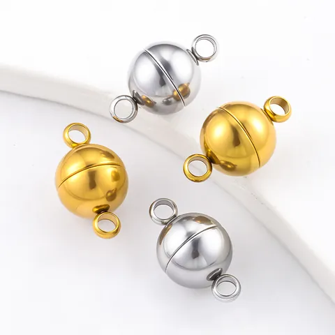 Edelstahl Rundball Magnetverschluss DIY Schmuckherstellung Für Halskette Armband Zubehör Gold Silber Farbe