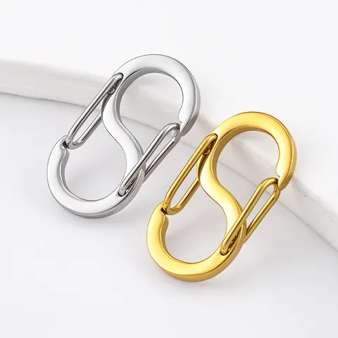 Polished 304 Stainless Steel S-Biner Double Head Spring Buckle Figure 8 Shaped Keychain DIY Jewelry Connector Accessories