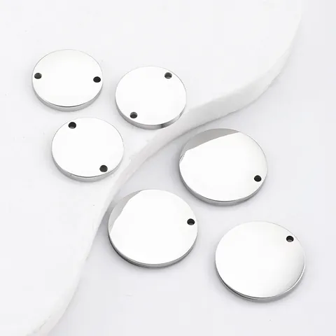 Stainless Steel Mirror Polished Round Pendant DIY Jewelry Accessories For Necklace Bracelet Dog Tag Round Plate Charms