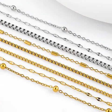Stainless Steel Necklace Fine Chain For Women Men DIY Jewelry Accessories Gold Silver Color Adjustable Lobster Clasp Minimalist Clavicle Chain Necklace
