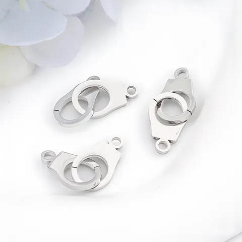Stainless Steel Handcuff Pendant Connector For DIY Jewelry Making Polished Metal Charm For Necklace Bracelet Accessory