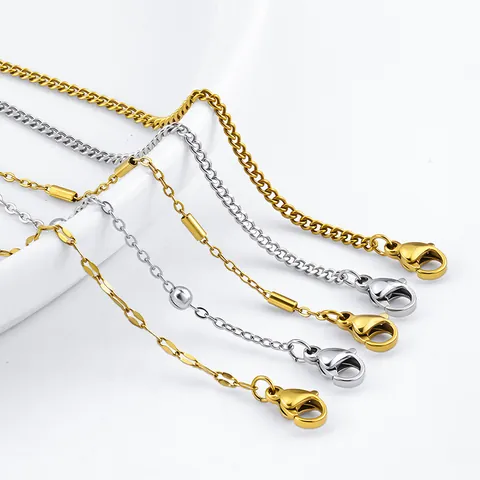 Stainless Steel Thin Chain Bracelet For DIY Jewelry Making PVD Gold Plated Adjustable Bracelet Chain Minimalist Jewelry Accessories