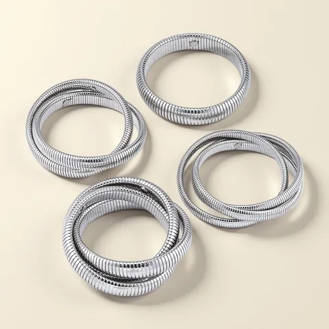 Edelstahl Elastischer Schlangenknochen Armreif Für Damen Herren Tubogas Stil Stapelwickel Armband Punk Industrie Handschmuck