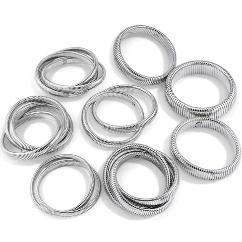 Edelstahl Elastischer Schlangenknochen Armreif Für Damen Herren Tubogas Stil Stapelwickel Armband Punk Industrie Handschmuck