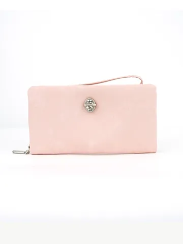Women Long PU Leather Wallet Fashion Rhinestone Clutch Bag Large Capacity Multi Card Slots Phone Purse With Wristlet Strap