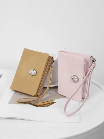 Fashion Women Short Wallet PU Leather Rhinestone Embellished Clutch Bag With Wristlet Portable Card Holder Coin Purse