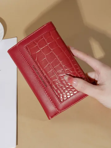 Women Crocodile Pattern Patchwork Wallet Large Capacity Multi Card Slot Tri Fold Zipper Pocket PU Leather Clutch Purse