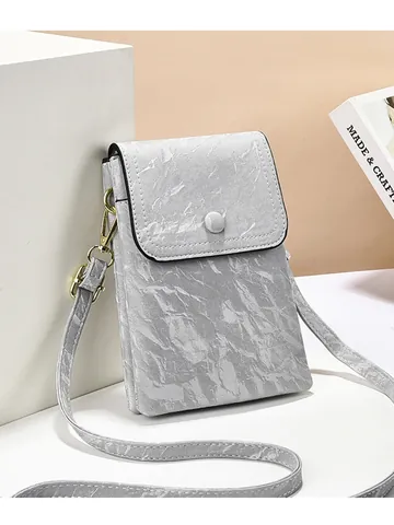 Women Retro Marble Pattern PU Leather Mobile Phone Bag Vintage Small Crossbody Shoulder Bag With Zip Pockets Phone Purse