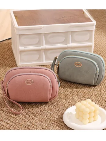 Damen Große Kapazität PU Leder Clutch Geldbörse Doppel Reißverschluss Handtasche Für Handy Reisepass Karte Lippenstift