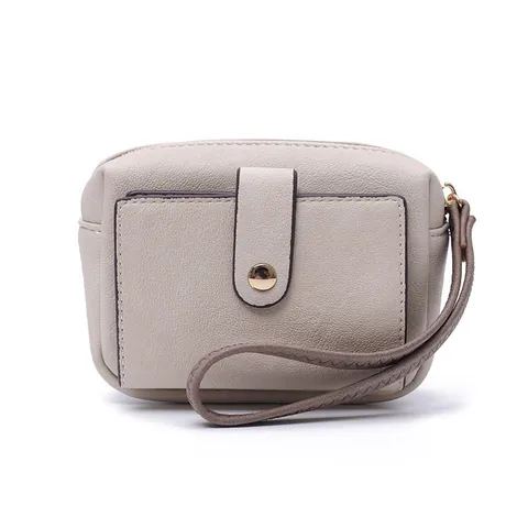 Portefeuille Court pour Femme en Cuir PU avec Imprimé Floral Décoration d'Oiseau en Métal Porte-monnaie Multifonctionnel Mini Pochette