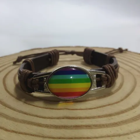 Vintage Handgefertigte Geflochtene Leder Armband Regenbogen Glas Zeit Edelstein Einstellbar Wachsfaden Armband Schmuck