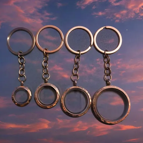 Round Floating Locket Keychain Magnetic Openable Clear Glass Window Pendant For Photo Dried Flower DIY Jewelry Making