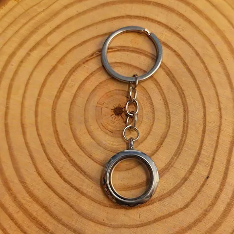 Round Floating Locket Keychain Magnetic Openable Clear Glass Window Pendant For Photo Dried Flower DIY Jewelry Making