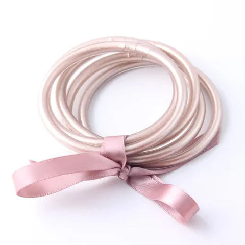 Buddhist Bangle Silicone Gold Foil Filled Bracelet For Women Flexible Metallic Glitter Jonc Bouddhiste Fashion Jewelry Gift