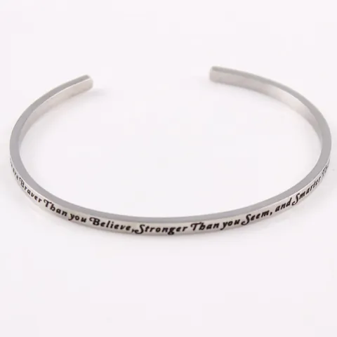 Minimalistischer Edelstahl Offener Armreif Für Damen Graviert One Day At A Time Inspirierendes Mantra Armband Silber Schmuck
