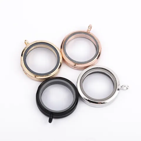 Ciondolo a Medaglione Galleggiante Rotondo Fai-da-te da 30mm in Lega e Vetro Cornice per Foto per Collana Accessorio per Gioielli