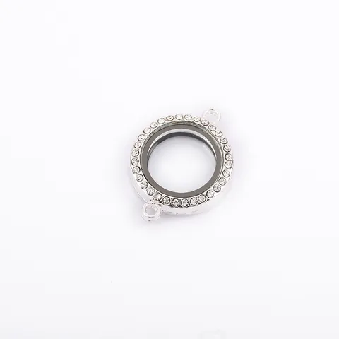 Medaglione Tondo in Lega Con Strass Cornice in Vetro Doppio Occhiello Fai-da-Te Accessori Ciondolo Gioielli Per Bracciale Collana
