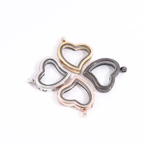 Heart Shape Floating Locket Pendant Glass Photo Frame Alloy Openable Heart Locket For DIY Jewelry Making Women Gift