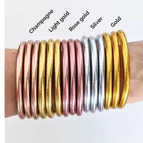 Fashion Glitter Silicone Bangle Gold Foil Color Soft Rubber Bracelet For Women Ins Style Minimalist Jewelry Gift Bangle