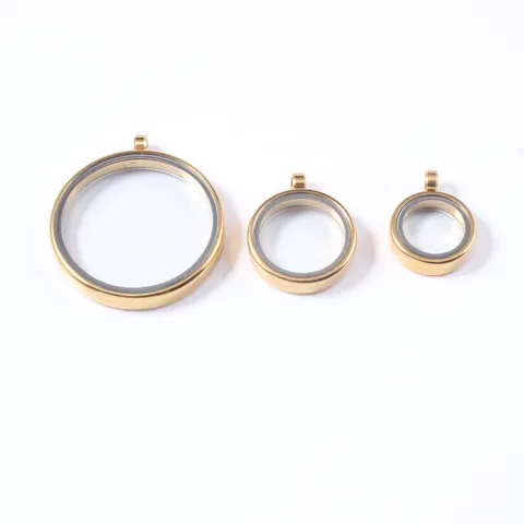 Stainless Steel Round Floating Locket Pendant Openable Clear Glass Gau Box For Thangka Photo Jewelry Making Accessories