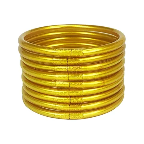 Silicone PVC Jelly Bangles Gold Foil Glitter Stackable Bracelets For Women Fashion Jewelry Multi-Layer Soft Tube Hand Chain