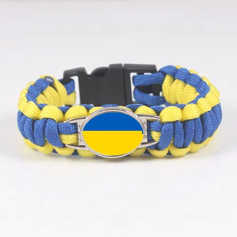 Paracord Woven Bracelet With National Flag For Men Women Ukraine Italy USA Outdoor Emergency Survival Adjustable Bracelet