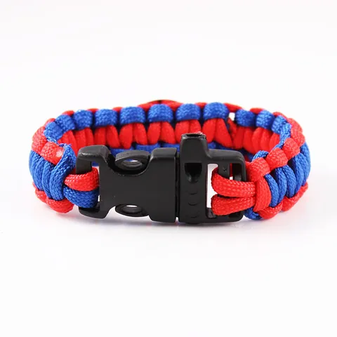 Paracord Survival Bracelet National Flag Woven Adjustable Wristband Outdoor Survival Tactical Gear Unisex Alloy Jewelry