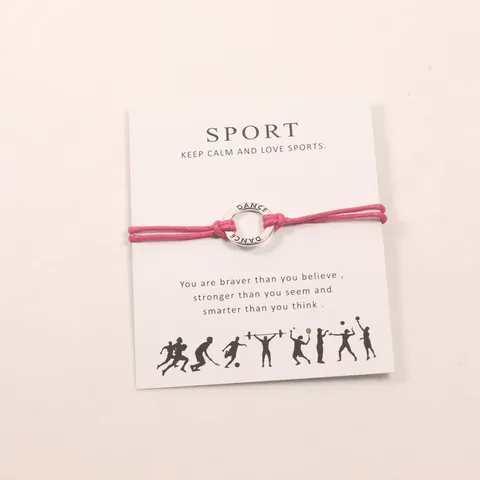 Sport Wish Card Bracelet Inscription Dance Alliage Charme Rond Réglable Corde de Cire Bracelet Sportif Cadeau Bijoux