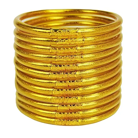 Women Glitter Jelly Bangles PVC Silicone Tube Gold Powder Bracelets Fashion Wedding Party Decorative Hand Jewelry