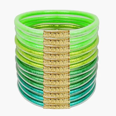 Women Glitter Jelly Bangles PVC Silicone Tube Gold Powder Bracelets Fashion Wedding Party Decorative Hand Jewelry