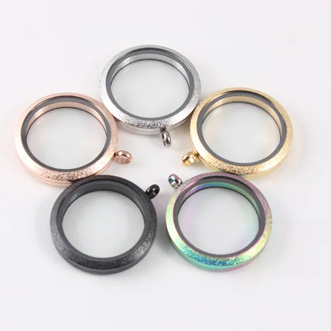Round Stainless Steel Floating Locket Pendant Rhinestone Crystal Glass Twist Screw Memory Medallion Jewelry For Women Gift