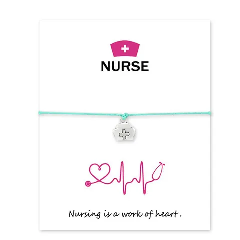 Nurse Theme Stethoscope Pendant Wax Rope Card Bracelet Heart Nurse Hat Alloy Charm Hand Chain Jewelry Gift For Medical Staff