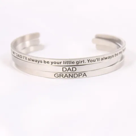 Minimalist Stainless Steel Engraved Bangle For Men Women Inspirational Letter Cuff Bracelet Adjustable Fashion Jewelry Gift